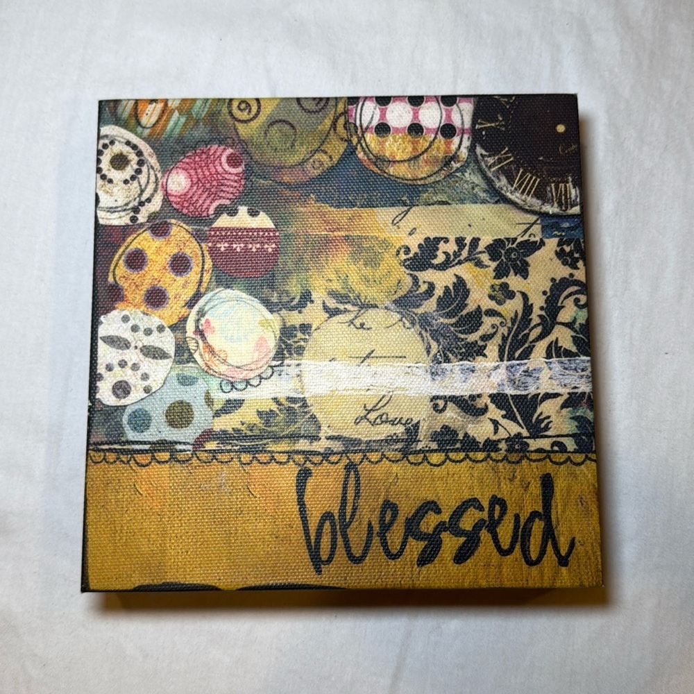 Kelly Rae Roberts Demdaco Blessed Small Home Decor Wall Art 6in x 6in x 1in NWT